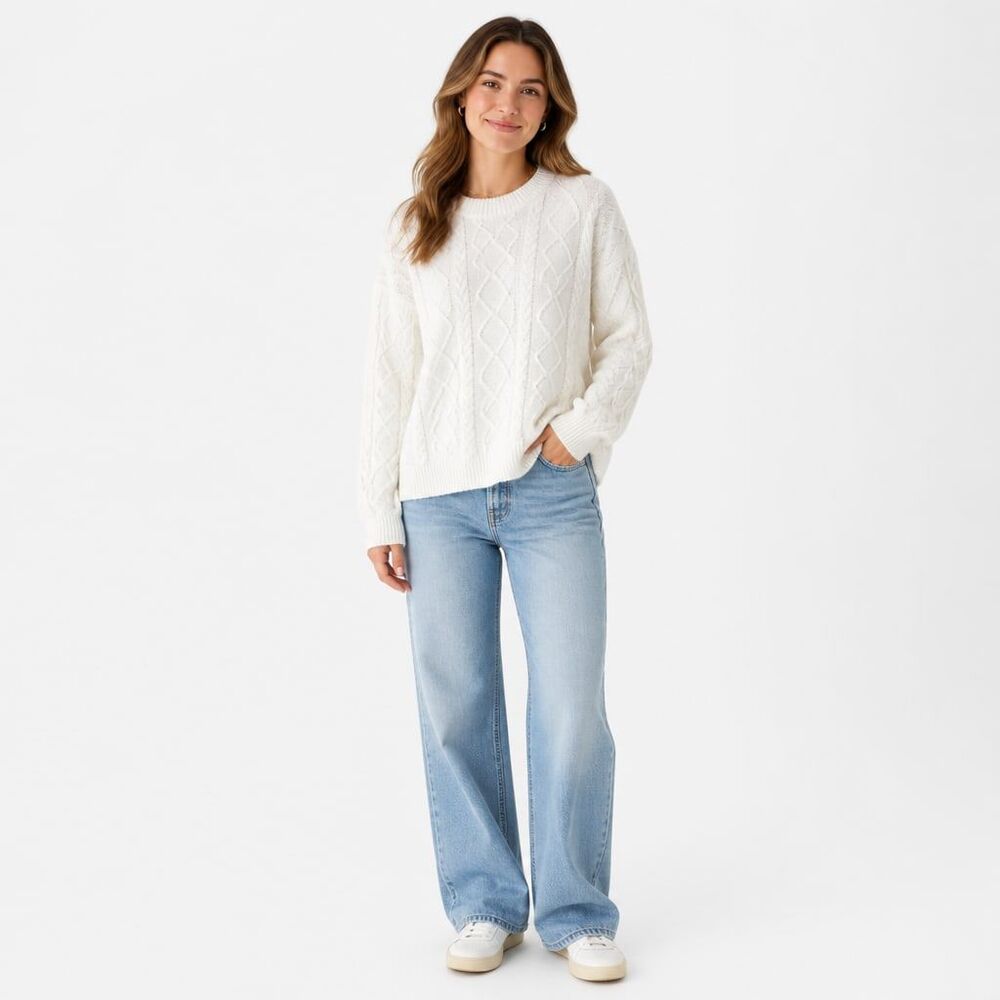 Macaron Cable Knit Sweater in White - Size S - Free Shipping on Orders +